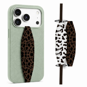 Animal theme phone grip strap attached to smartphone case, held securely in hand