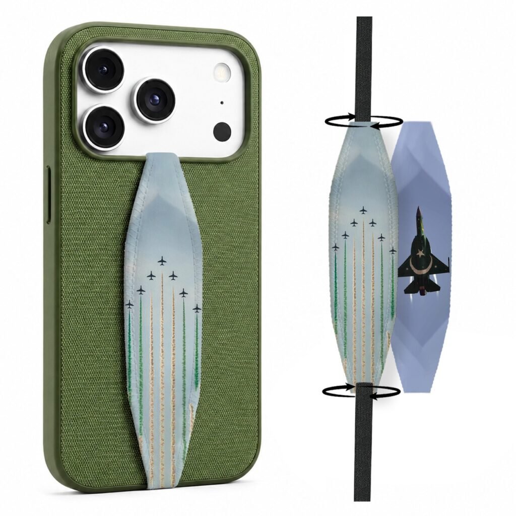 14 August Independence Day phone grip strap with crescent and star design